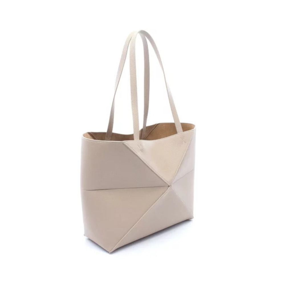 Loewe Cream Leather Tote Puzzlefold Bag Beige Horizontal Cream Tan